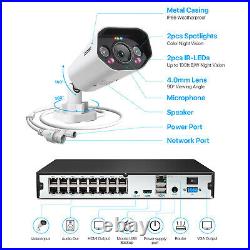 ZOSI 8MP COLORVU AUDIO CCTV SYSTEM IP POE NVR 12x 4K CAMERA MIC NIGHTVISION KIT