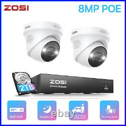 ZOSI 8MP NVR 4K CCTV System Kits IP POE Camera Human Vehicle Detection Outdoor