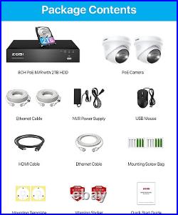 ZOSI 8MP NVR 4K CCTV System Kits IP POE Camera Human Vehicle Detection Outdoor