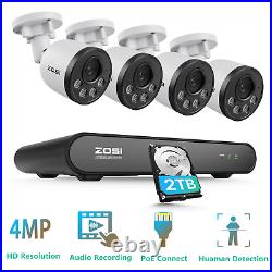 ZOSI CCTV Camera System With Audio Outdoor 8CH NVR 2TB 4MP Security Camera Kit