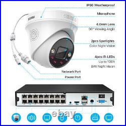 ZOSI POE CCTV System 4K 2Way Audio Security Camera Kit 24/7 16CH IP 8MP NVR +4TB