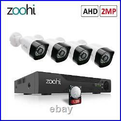 ZooHi Home CCTV Security Camera System Outdoor 8CH 1080P HD AHD DVR Kit 1TB HDD