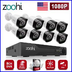 Zoohi Security Camera System 1080P 4/8CH CCTV AHD Kit with 2TB Hard Drive US