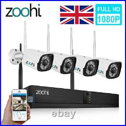 Zoohi Wireless Wifi 1080P CCTV Kit 8CH H. 264+NVR Home Security Camera System Kit